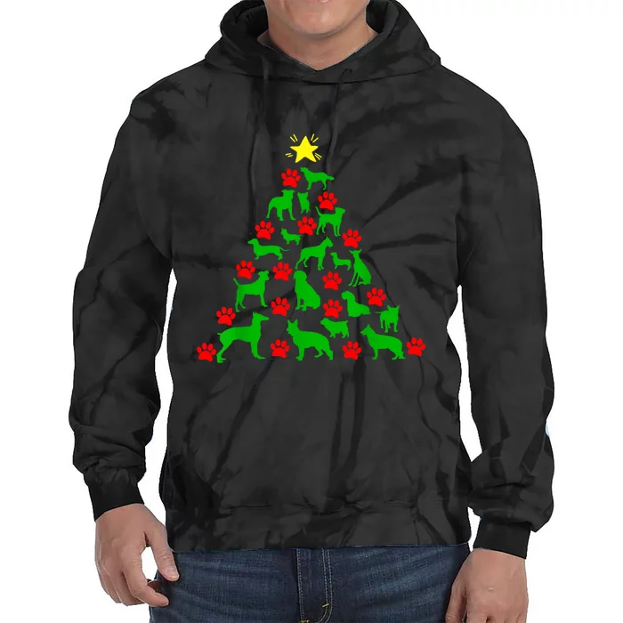 Dog Christmas Tree Dog Christmas Tie Dye Hoodie