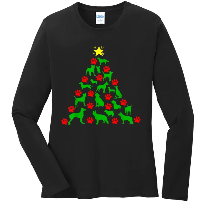 Dog Christmas Tree Dog Christmas Ladies Long Sleeve Shirt