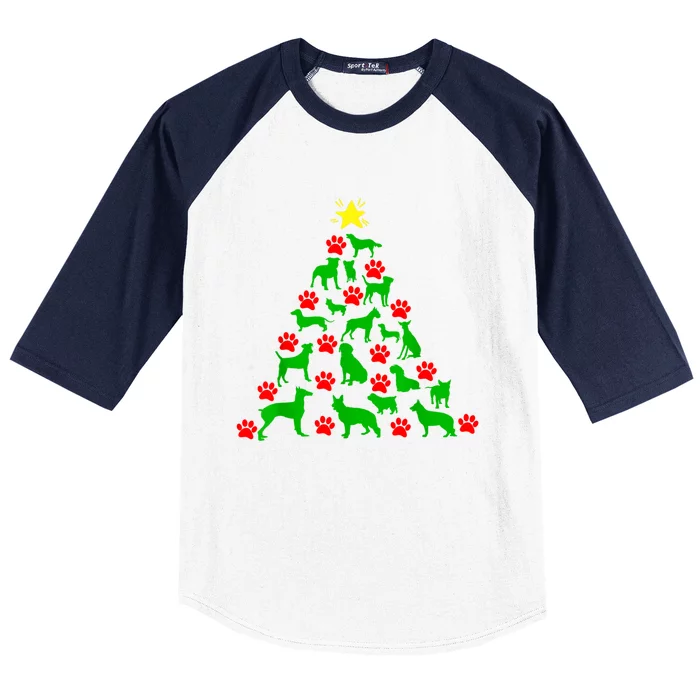 Dog Christmas Tree Dog Christmas Baseball Sleeve Shirt