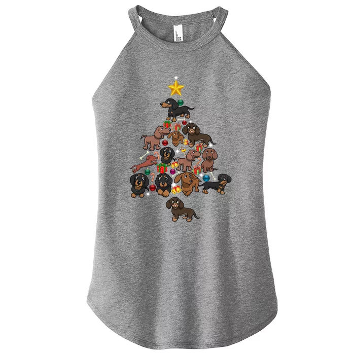 Dachshund Christmas Tree Gift Funny Xmas Dachshund Gift Women’s Perfect Tri Rocker Tank