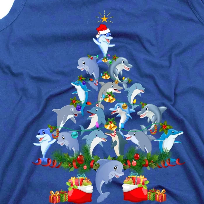 Dolphin Christmas Tree Xmas Lights Great Gift Dolphin Lover Gift Tank Top