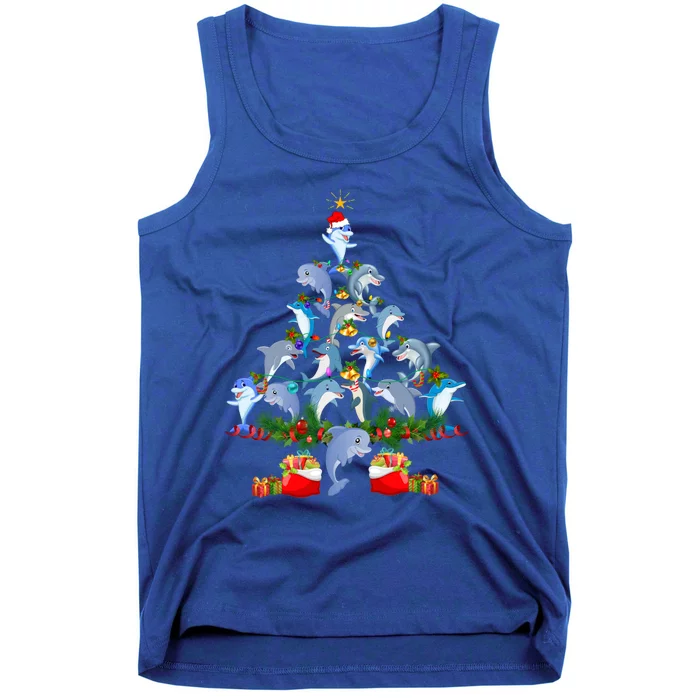 Dolphin Christmas Tree Xmas Lights Great Gift Dolphin Lover Gift Tank Top