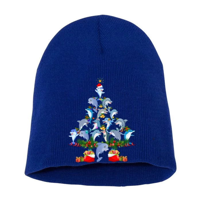 Dolphin Christmas Tree Xmas Lights Great Gift Dolphin Lover Gift Short Acrylic Beanie