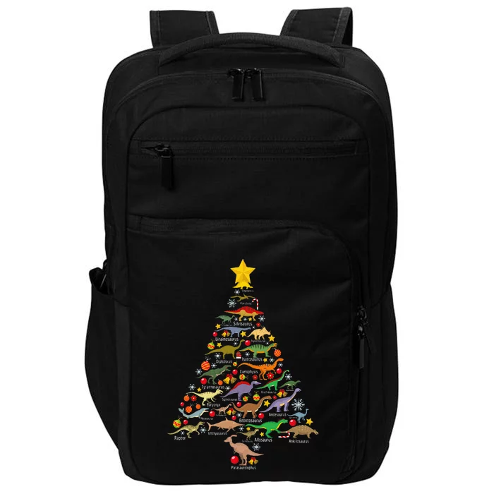 Dinosaur Christmas Tree Dino TRex Paleontologist Xmas Impact Tech Backpack