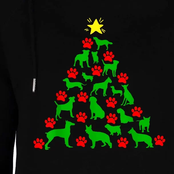 Dog Christmas Tree Dog Christmas Womens Funnel Neck Pullover Hood