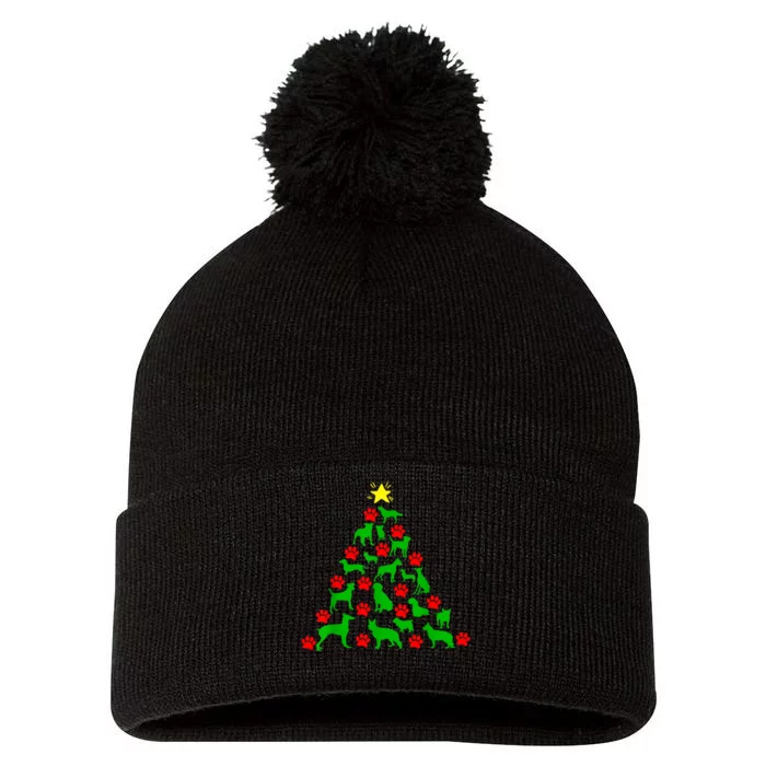 Dog Christmas Tree Dog Christmas Pom Pom 12in Knit Beanie