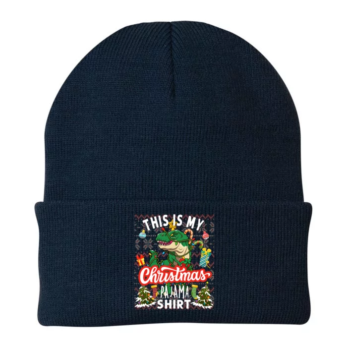 Dinosaur Christmas Tree Rex This Is My Christmas Pajama Gift Knit Cap Winter Beanie