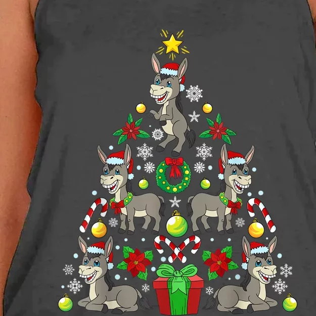 Donkey Christmas Tree Farmer Women's Knotted Racerback Tank