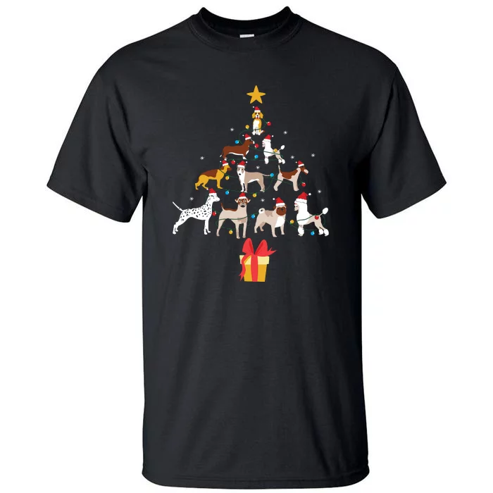 Dog Christmas Tree Lights Dog Lover Funny Xmas Tall T-Shirt