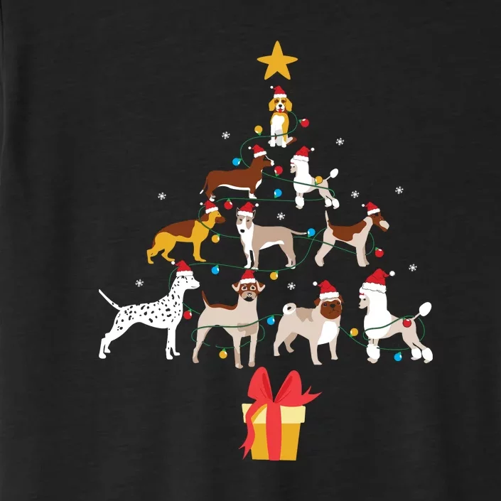 Dog Christmas Tree Lights Dog Lover Funny Xmas ChromaSoft Performance T-Shirt