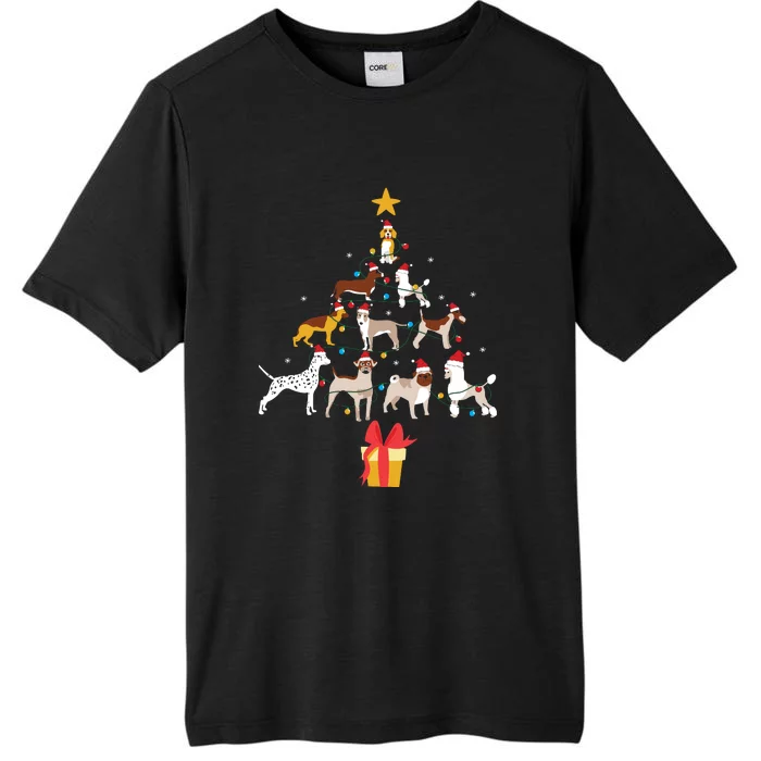 Dog Christmas Tree Lights Dog Lover Funny Xmas ChromaSoft Performance T-Shirt