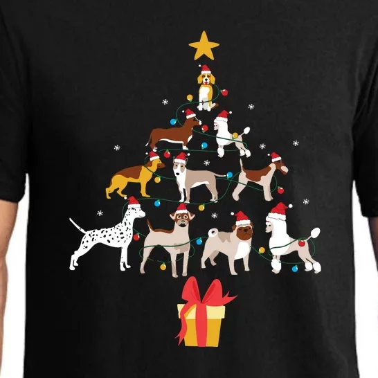 Dog Christmas Tree Lights Dog Lover Funny Xmas Pajama Set