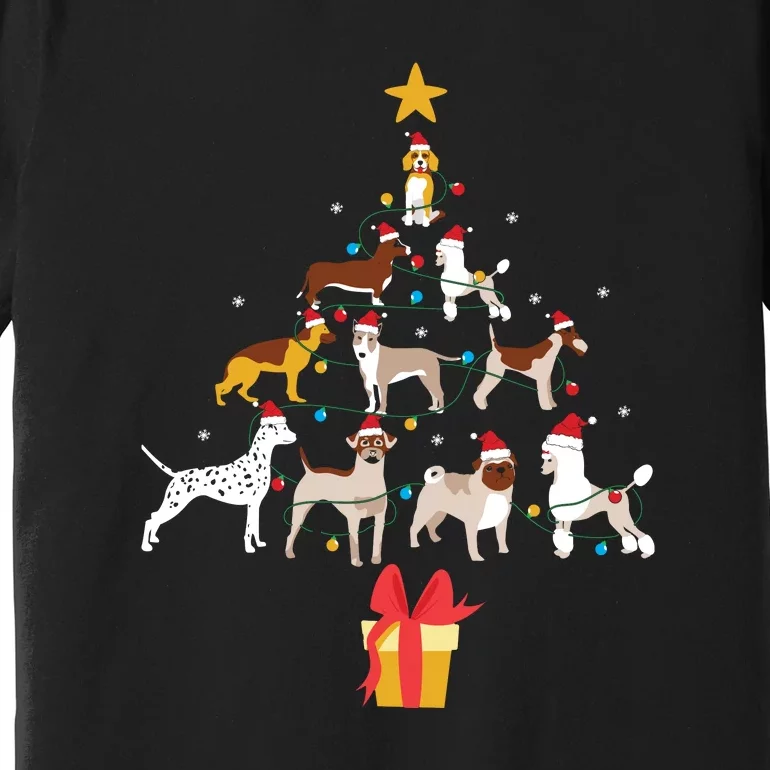 Dog Christmas Tree Lights Dog Lover Funny Xmas Premium T-Shirt