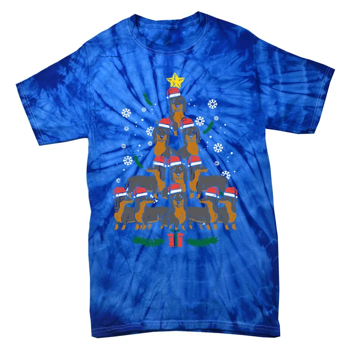 Dachshund Christmas Tree Wiener Dog Xmas Cute Gift Tie-Dye T-Shirt