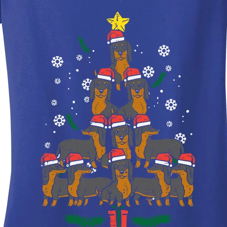 Dachshund Christmas Tree Wiener Dog Xmas Cute Gift Women's V-Neck T-Shirt