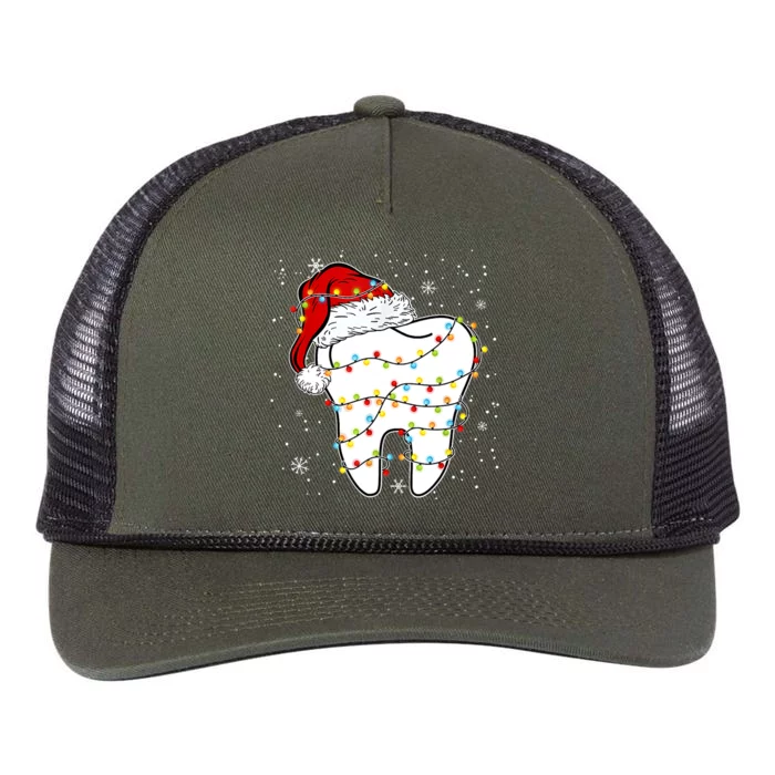 Dentist Christmas Teeth Santa Dental Hygiene Dental Life Retro Rope Trucker Hat Cap