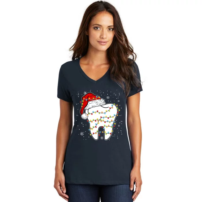 Dentist Christmas Teeth Santa Dental Hygiene Dental Life Women's V-Neck T-Shirt