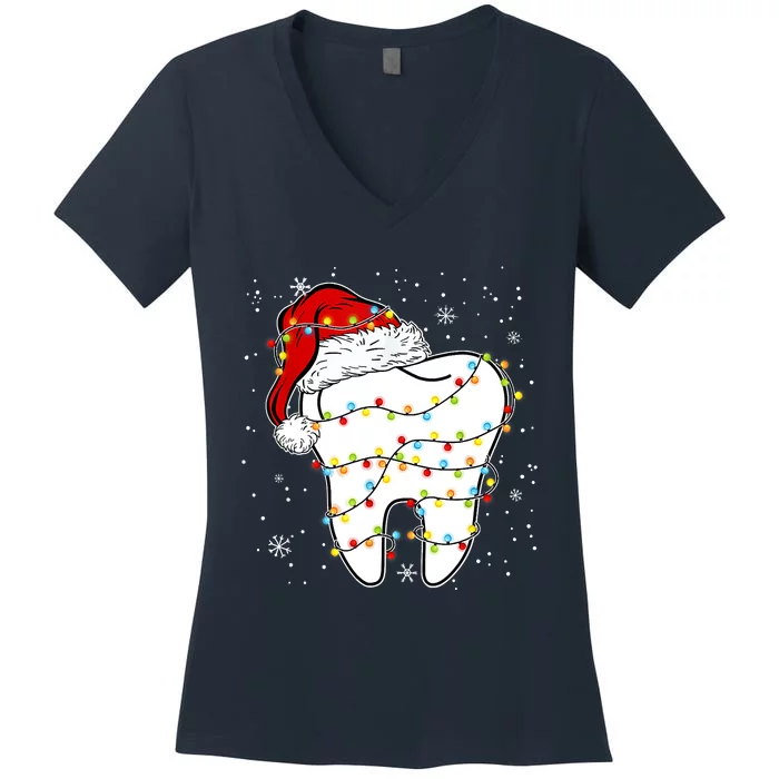 Dentist Christmas Teeth Santa Dental Hygiene Dental Life Women's V-Neck T-Shirt