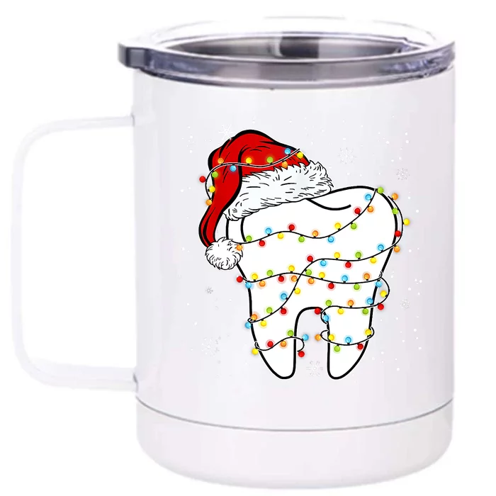 Dentist Christmas Teeth Santa Dental Hygiene Dental Life Front & Back 12oz Stainless Steel Tumbler Cup