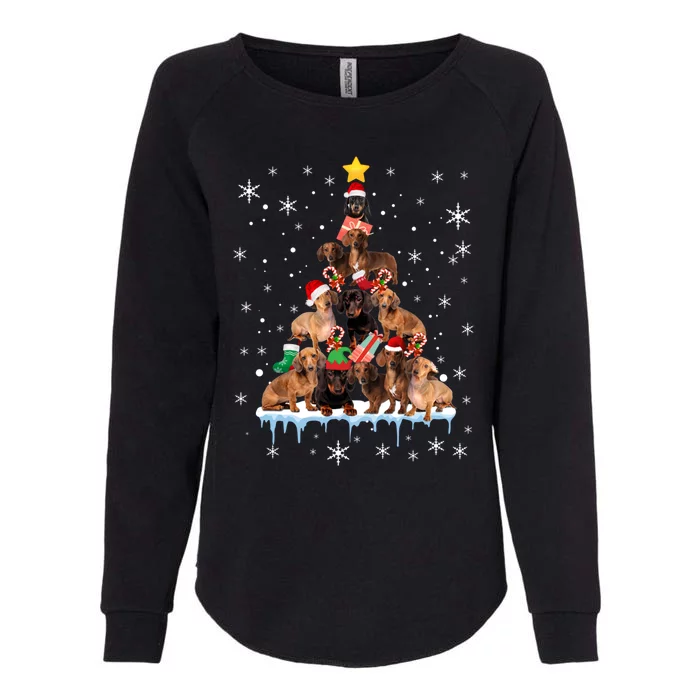 Dachshund Christmas Tree Funny Santa Reindeer Lover Gift Womens California Wash Sweatshirt