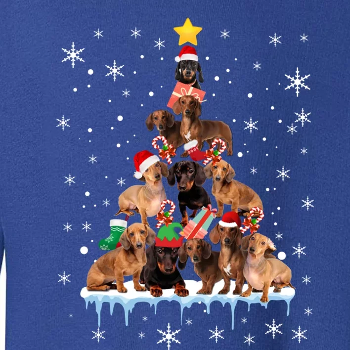 Dachshund Christmas Tree Funny Santa Reindeer Lover Gift Toddler Sweatshirt