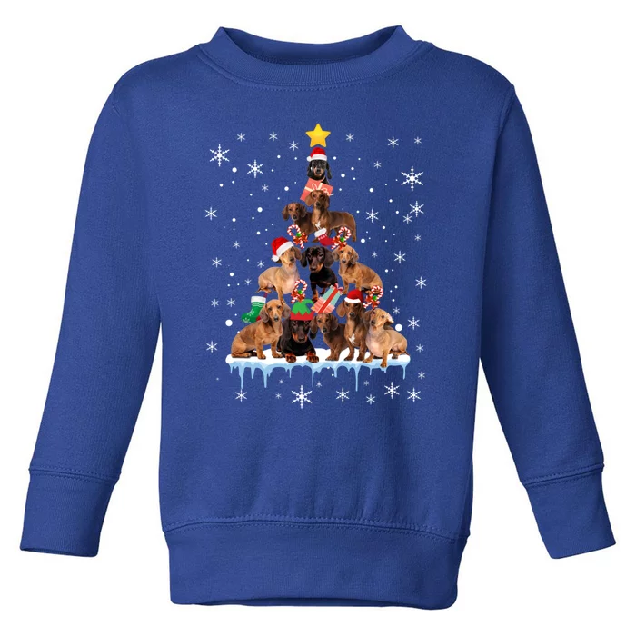 Dachshund Christmas Tree Funny Santa Reindeer Lover Gift Toddler Sweatshirt