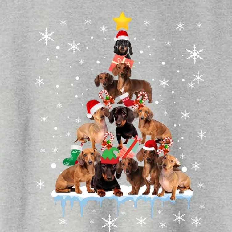 Dachshund Christmas Tree Funny Santa Reindeer Lover Gift Women's Crop Top Tee