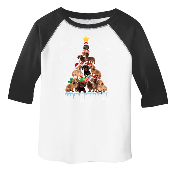 Dachshund Christmas Tree Funny Santa Reindeer Lover Gift Toddler Fine Jersey T-Shirt