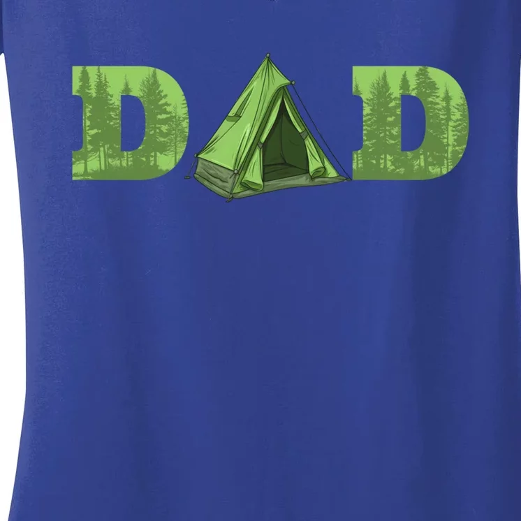 Dad Camping Tent Fathers Day Cute Gift Women's V-Neck T-Shirt