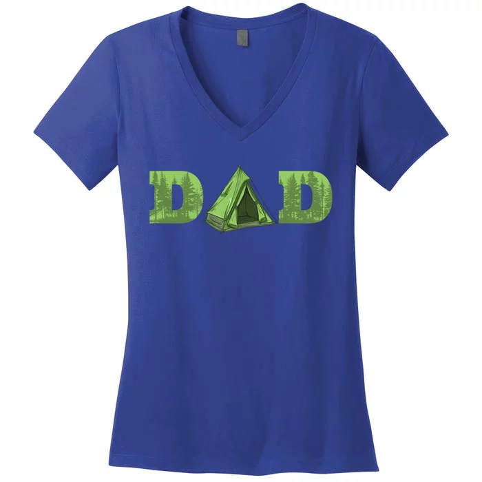 Dad Camping Tent Fathers Day Cute Gift Women's V-Neck T-Shirt