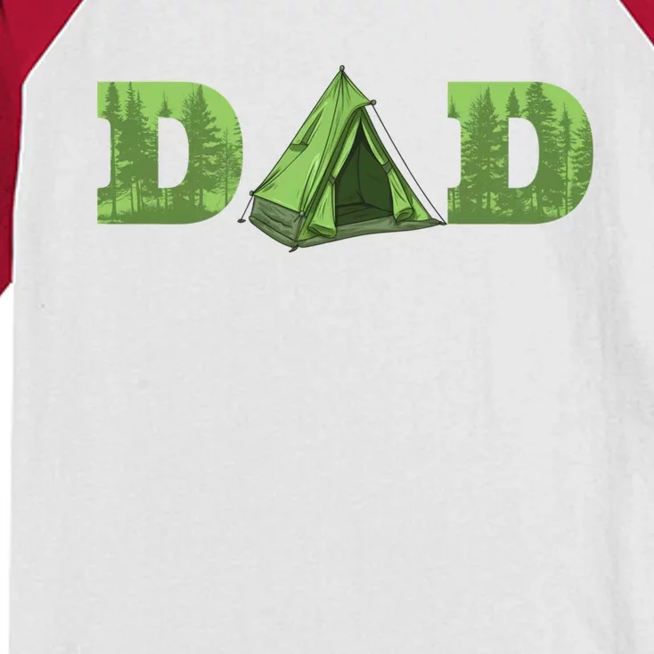 Dad Camping Tent Fathers Day Cute Gift Kids Colorblock Raglan Jersey