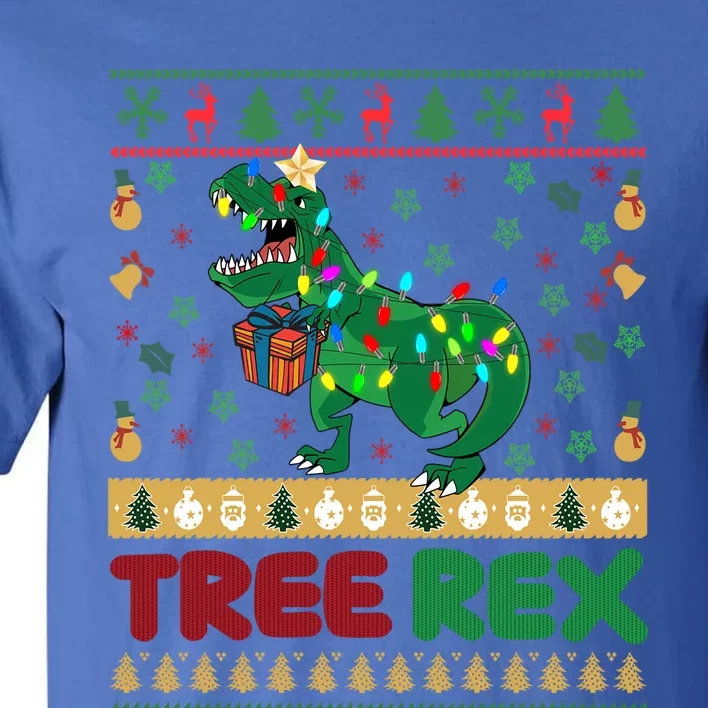 Dinosaur Christmas Tree Rex Ugly Xmas Sweater Cute Gift Tall T-Shirt