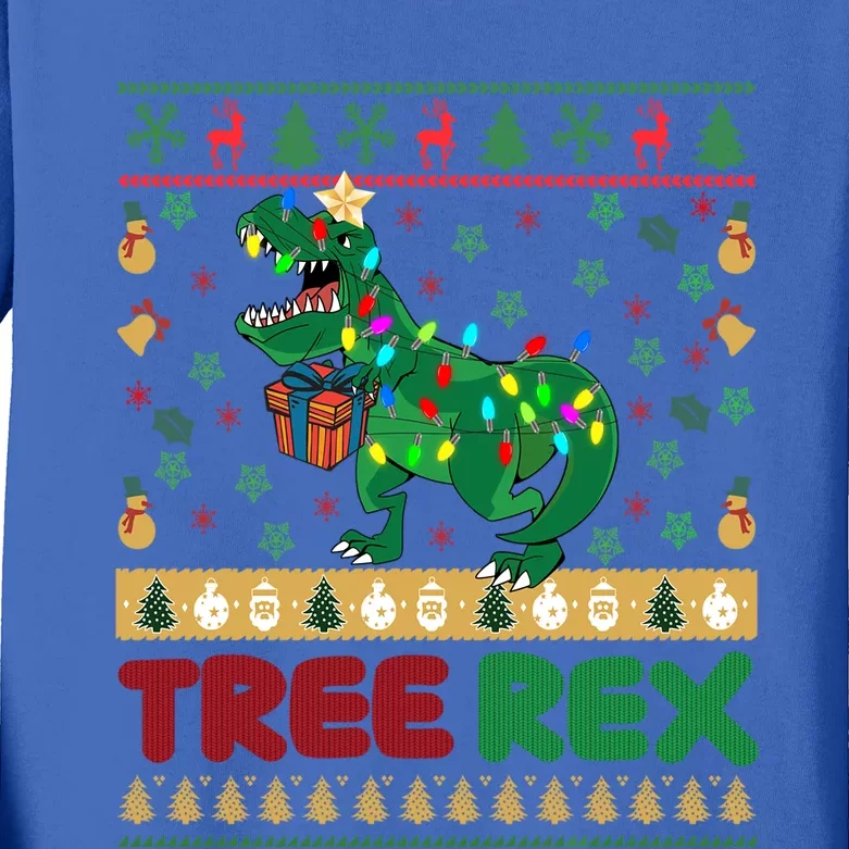 Dinosaur Christmas Tree Rex Ugly Xmas Sweater Cute Gift Kids Long Sleeve Shirt