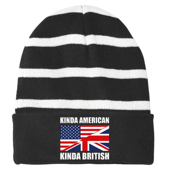 Dual Citizenship UK USA Kinda American Kinda British Striped Beanie with Solid Band