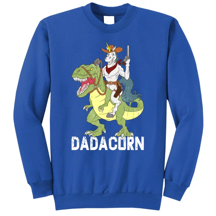 Dadacorn Cow Unicorn Dad Riding Dinosaur Trex Sheriff Gift Sweatshirt