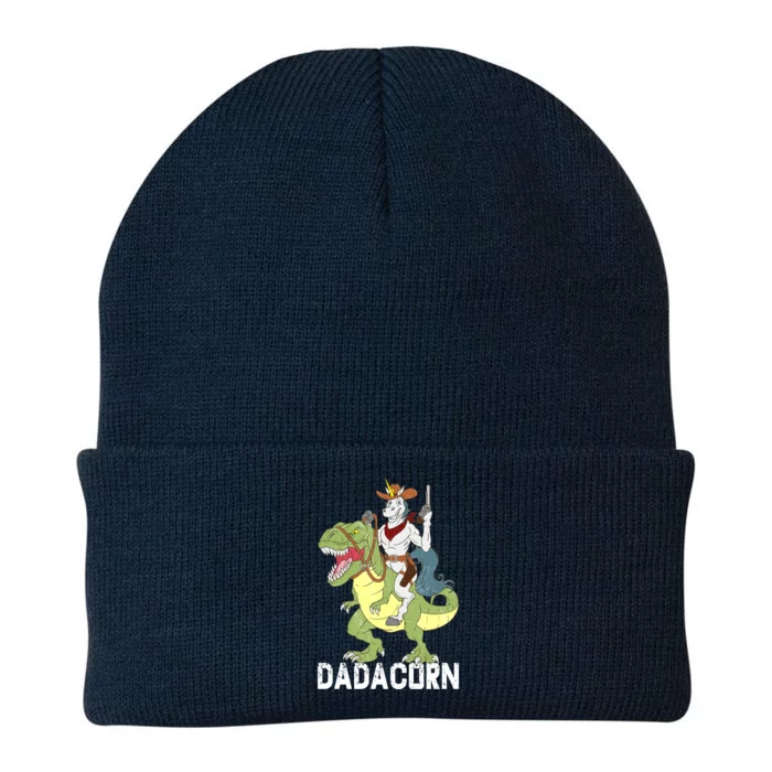 Dadacorn Cow Unicorn Dad Riding Dinosaur Trex Sheriff Gift Knit Cap Winter Beanie