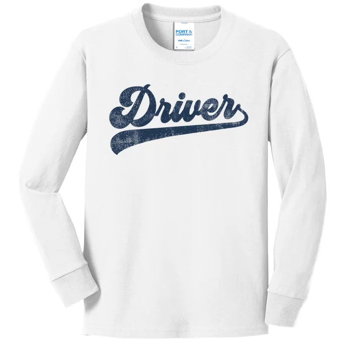 Driver Cute Vintage Graphic Driving Kids Long Sleeve Shirt