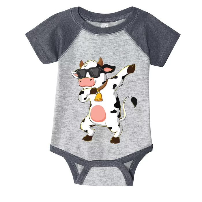 Dabbing Cow Wearing Sunglasses Dab Dance Infant Baby Jersey Bodysuit