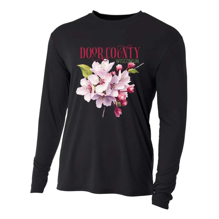 Door County Wisconsin Cherry Blossoms Festival Cherries Cooling Performance Long Sleeve Crew