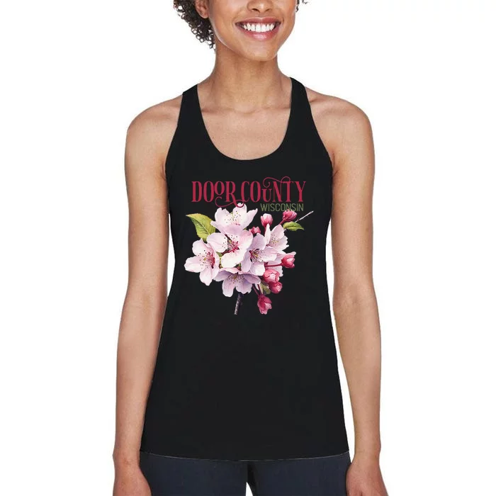 Door County Wisconsin Cherry Blossoms Festival Cherries Women's Racerback Tank