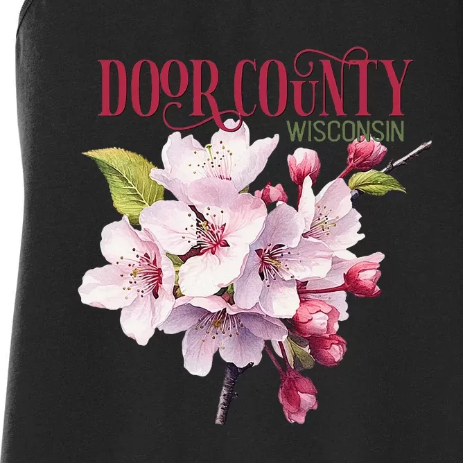 Door County Wisconsin Cherry Blossoms Festival Cherries Women's Racerback Tank