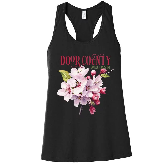 Door County Wisconsin Cherry Blossoms Festival Cherries Women's Racerback Tank