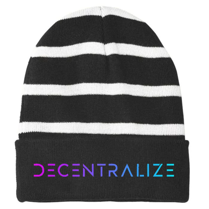 Decentralize Crypto Web3 Blockchain Striped Beanie with Solid Band