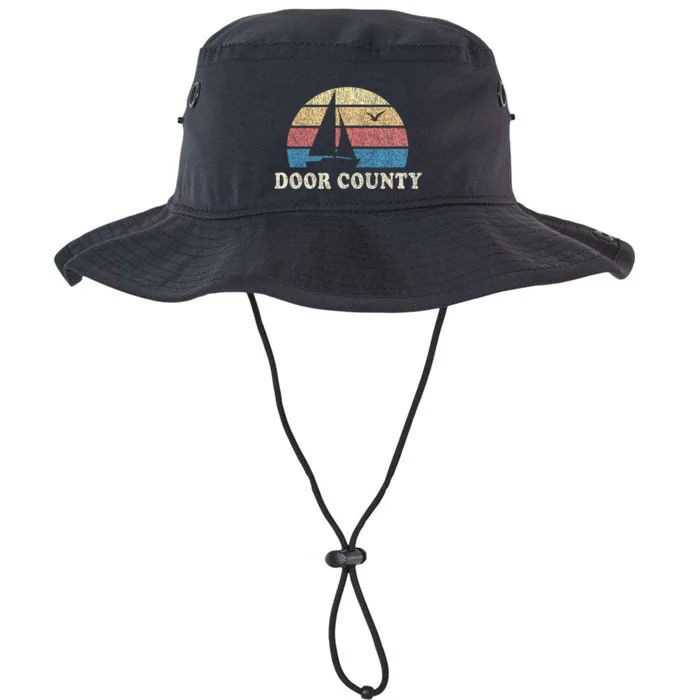 Door County Wi Vintage Sailboat 70s Throwback Sunset Legacy Cool Fit Booney Bucket Hat