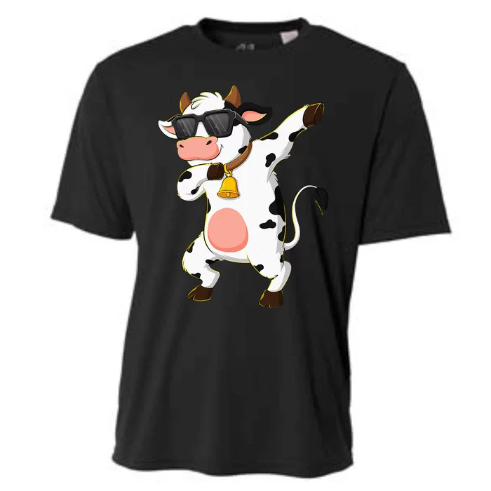 Dabbing Cow Wearing Sunglasses Dab Dance Cooling Performance Crew T-Shirt