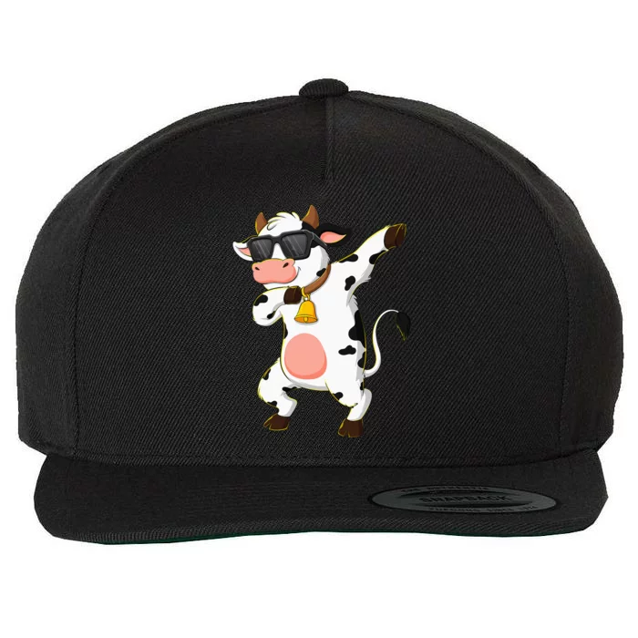 Dabbing Cow Wearing Sunglasses animal Wool Snapback Cap