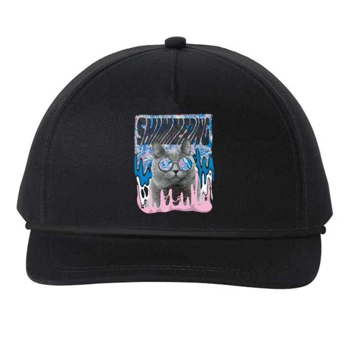 Dazed Cat With Glasses Snapback Five-Panel Rope Hat