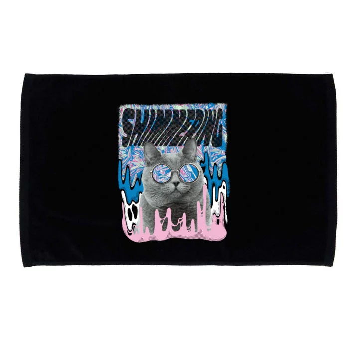 Dazed Cat With Glasses Microfiber Hand Towel