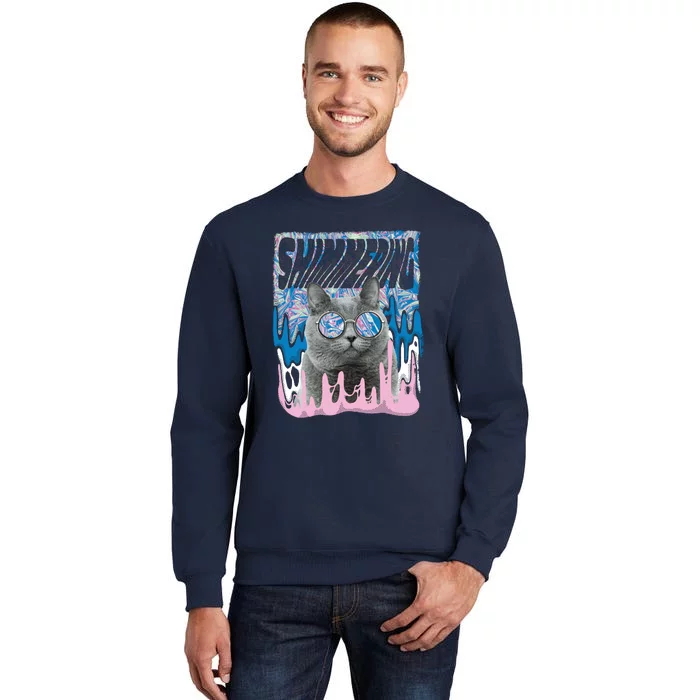 Dazed Cat With Glasses Tall Sweatshirt