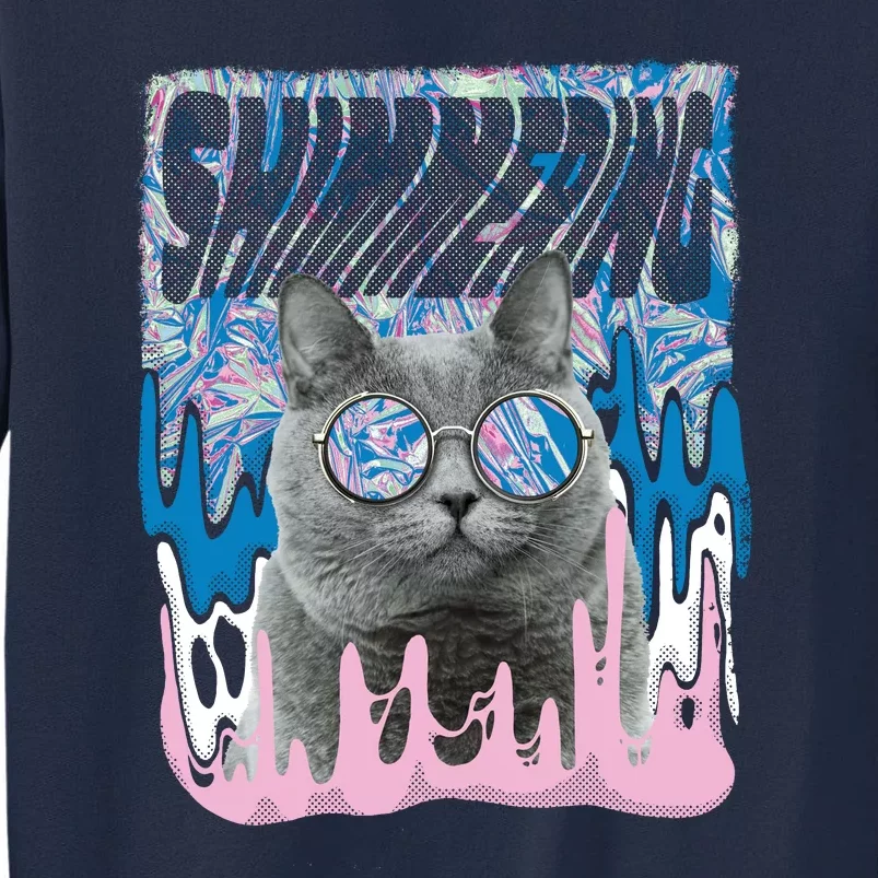 Dazed Cat With Glasses Tall Sweatshirt